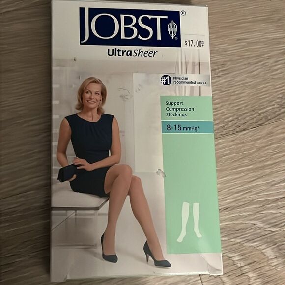 NIB JOBST Ultrasheer SoftFit Knee High 8 15 mmHg Beige Medical Compression Sock - Picture 1 of 4